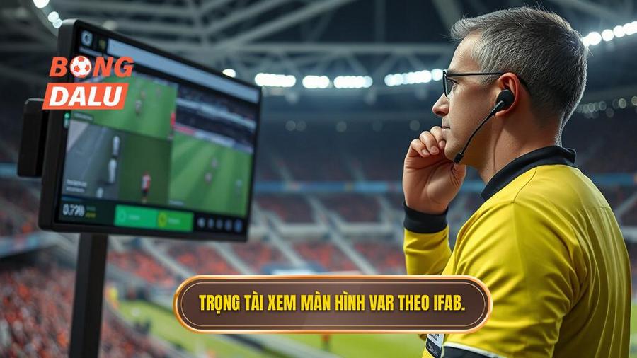 1. Trọng tài xem màn hình VAR theo IFAB.