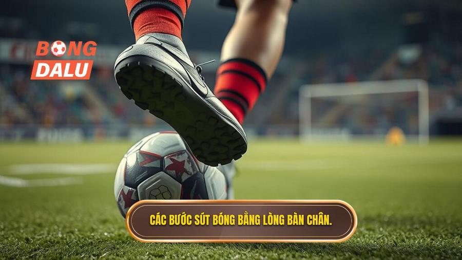 Các bước thực hiện kỹ thuật sút bóng bằng lòng bàn chân phải chuẩn chuyên gia